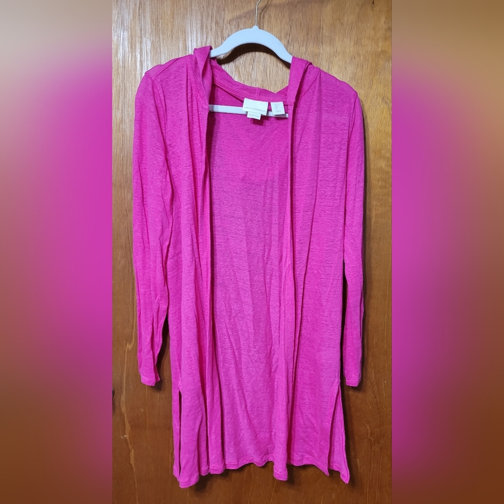 Cynthia Rowley Pink Cardigan Size Large 100% Linen (0025)